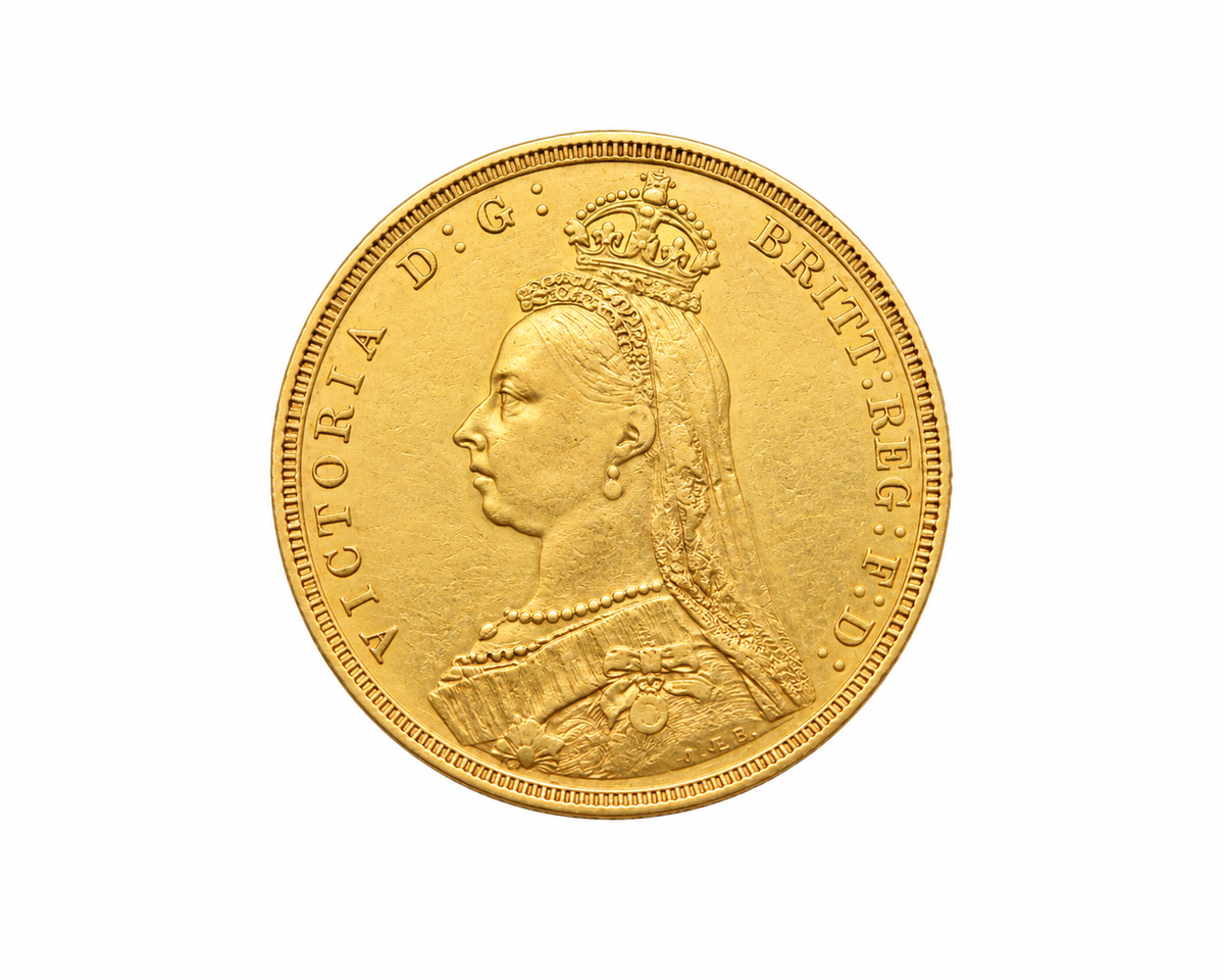 1890 Queen Victoria Gold Sovereign Jubilee Head obverse – 22ct British gold coin – 888 Bullion