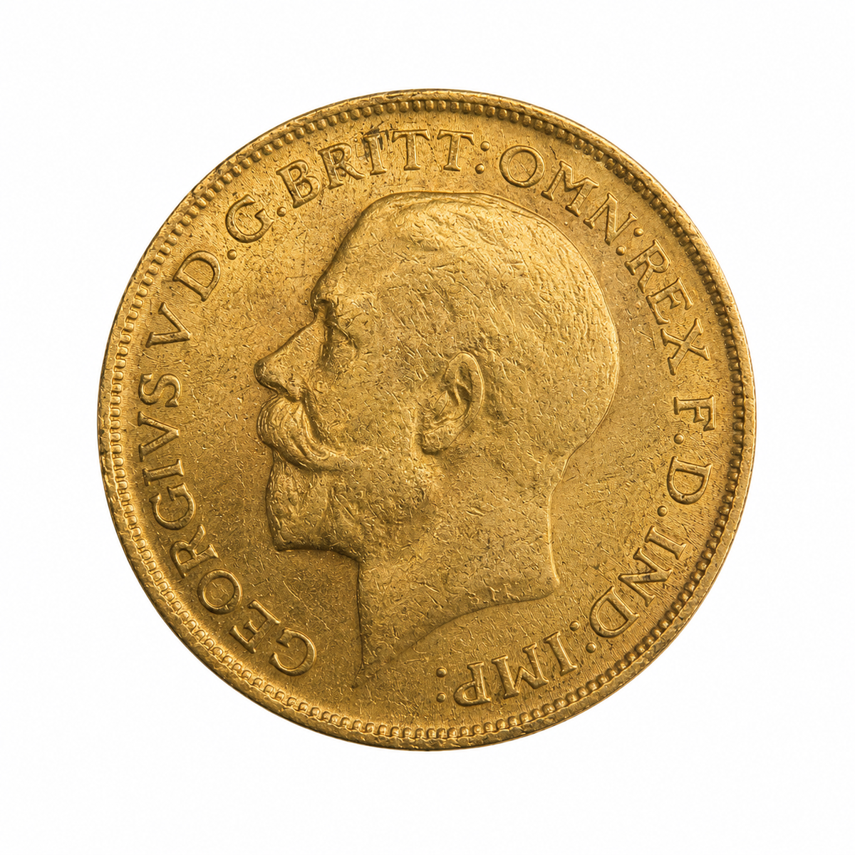 1912 King George V Gold Sovereign 22ct British Gold Coin Obverse