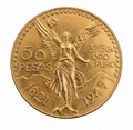 1947 Mexican 50 Pesos Centenario gold coin featuring Winged Victory, 37.5g pure gold