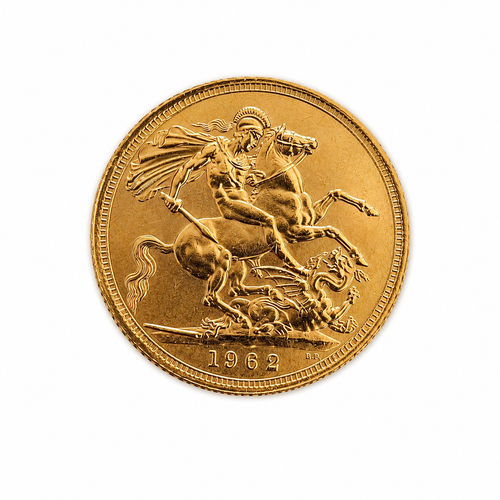 1962 Gold Sovereign Bullion Coin featuring Queen Elizabeth II in 22 Carat Gold