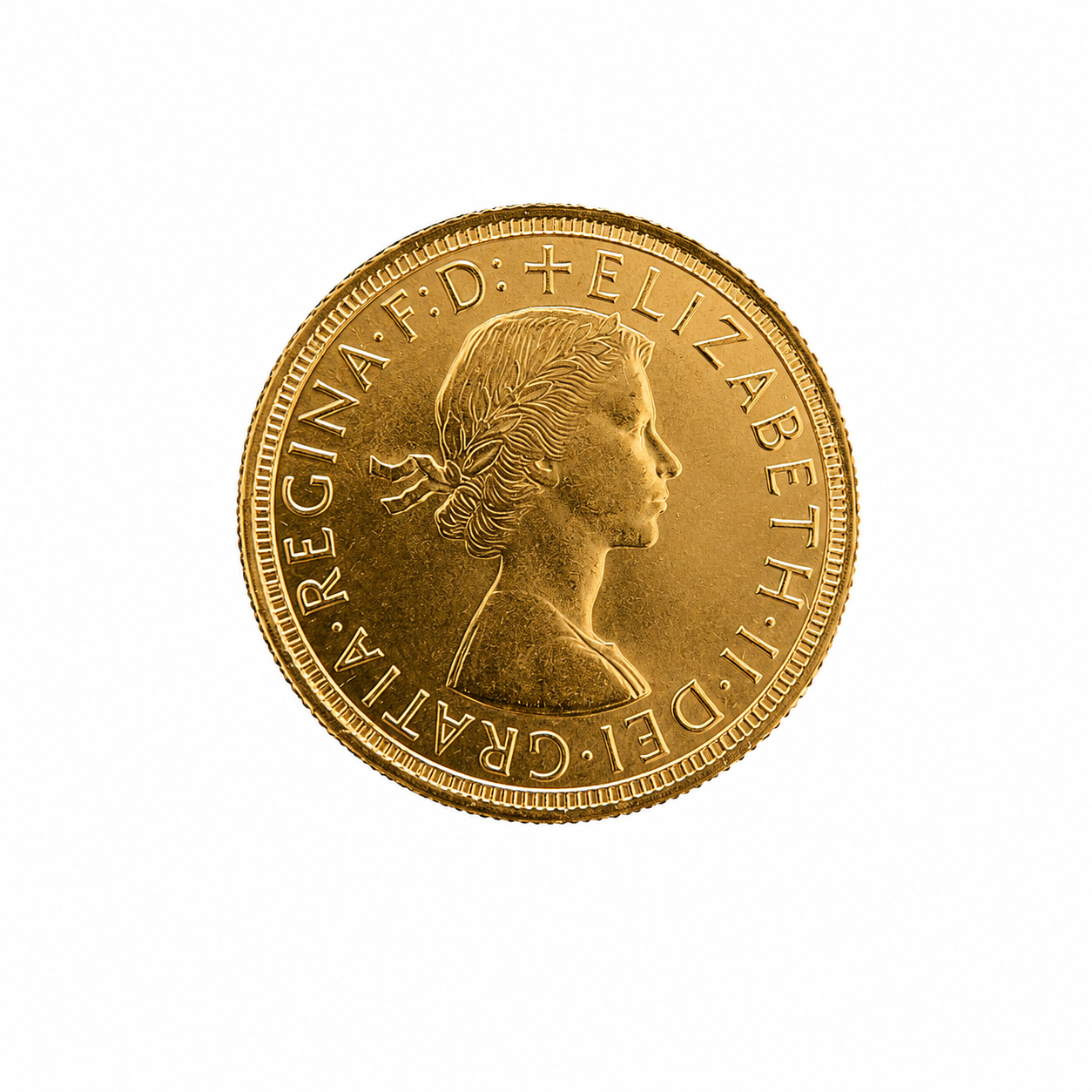 1962 Gold Sovereign obverse with Queen Elizabeth II portrait