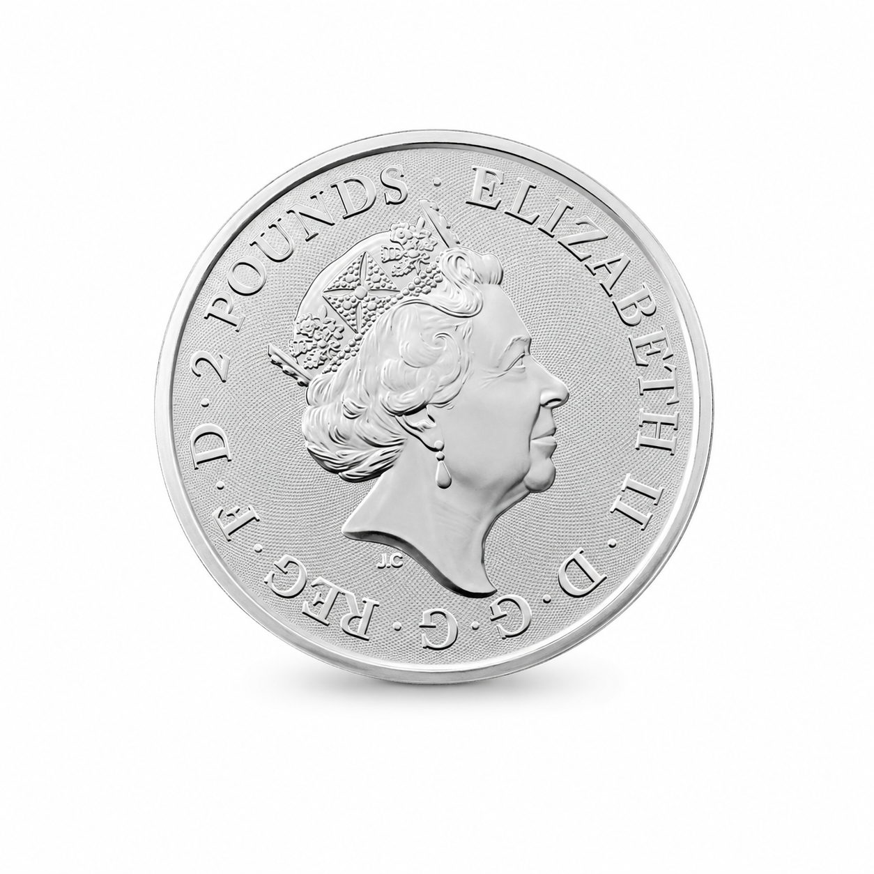 2021 Robin Hood silver coin obverse with Queen Elizabeth II